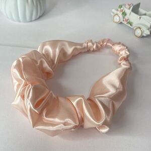 Satin Headband‎ wrap scrunched Women Champagne color